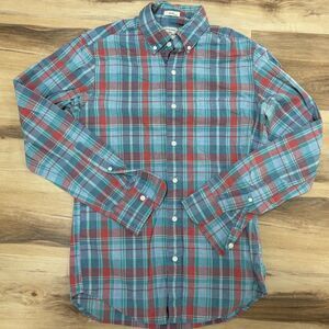 J Crew Shirt Mens XS Slim Fit Blue Madras Plaid Button Down Long Sleeve